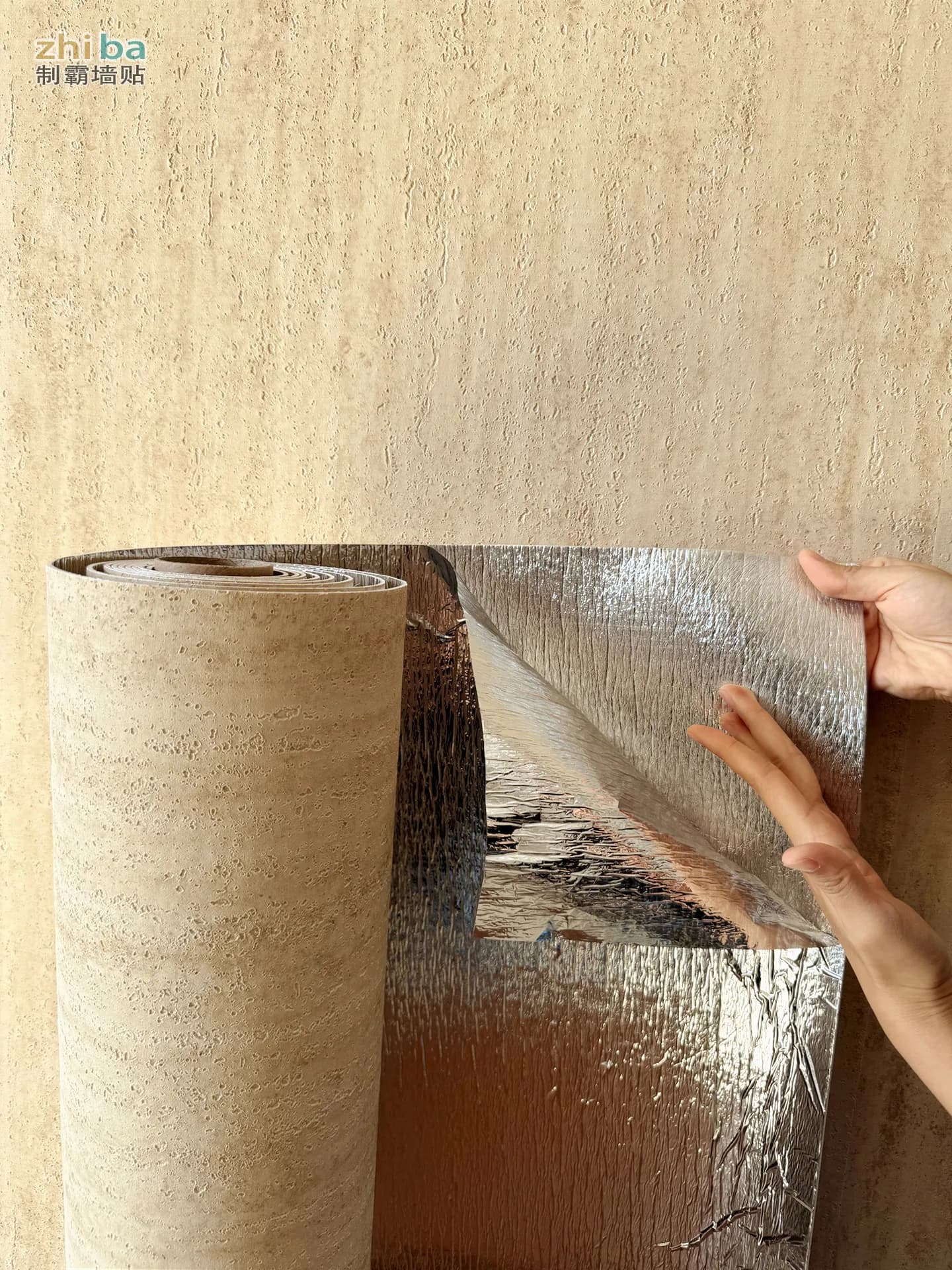 Soft travertine, self-adhesive wallpaper, waterproof restaurant, 3D three-dimensional wall sticker, store flame retardant veneer
