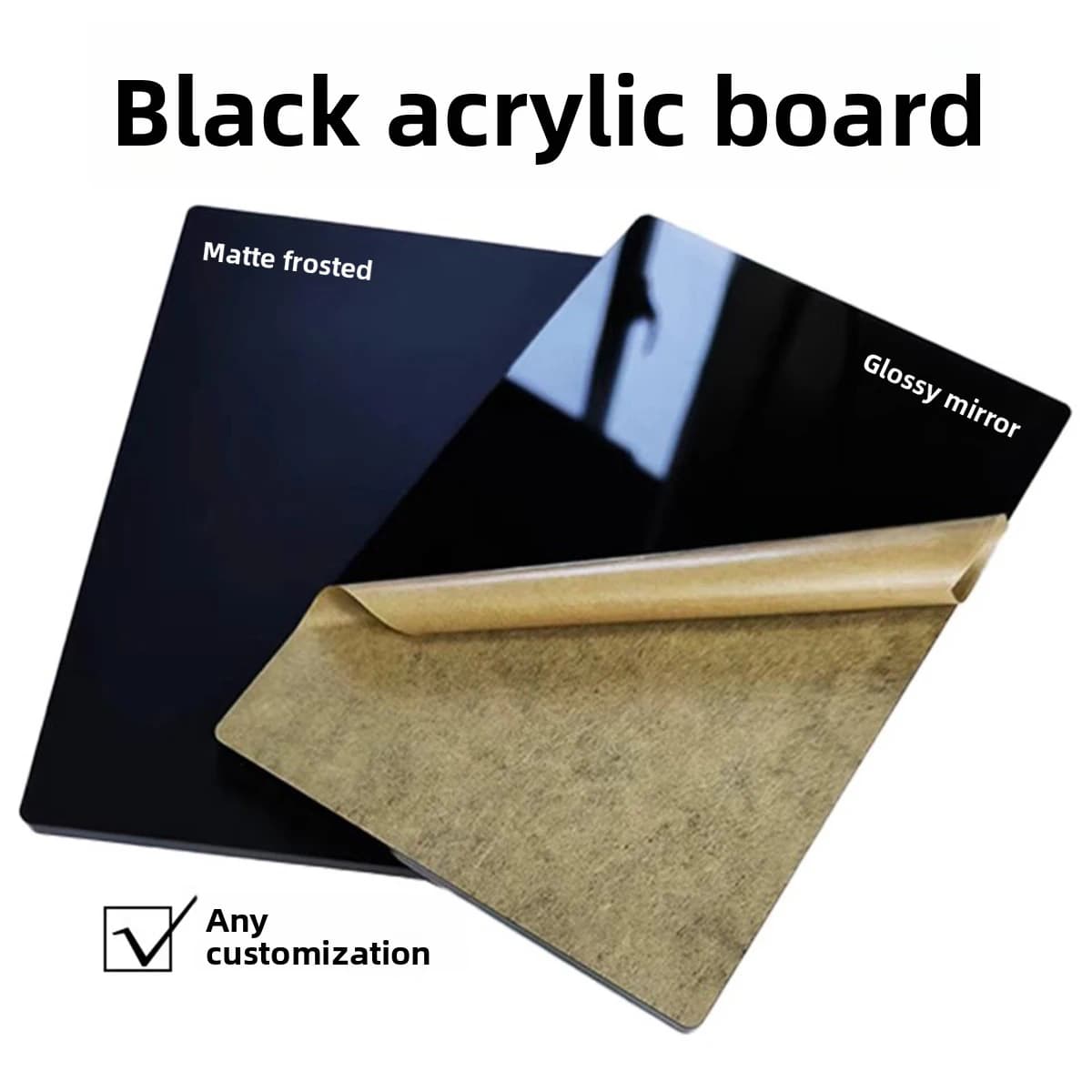 Black Acrylic Board Matte Frosted Mirror Reflection Board Semi Transparent Black Brown Organic Glass Board Custom Processing