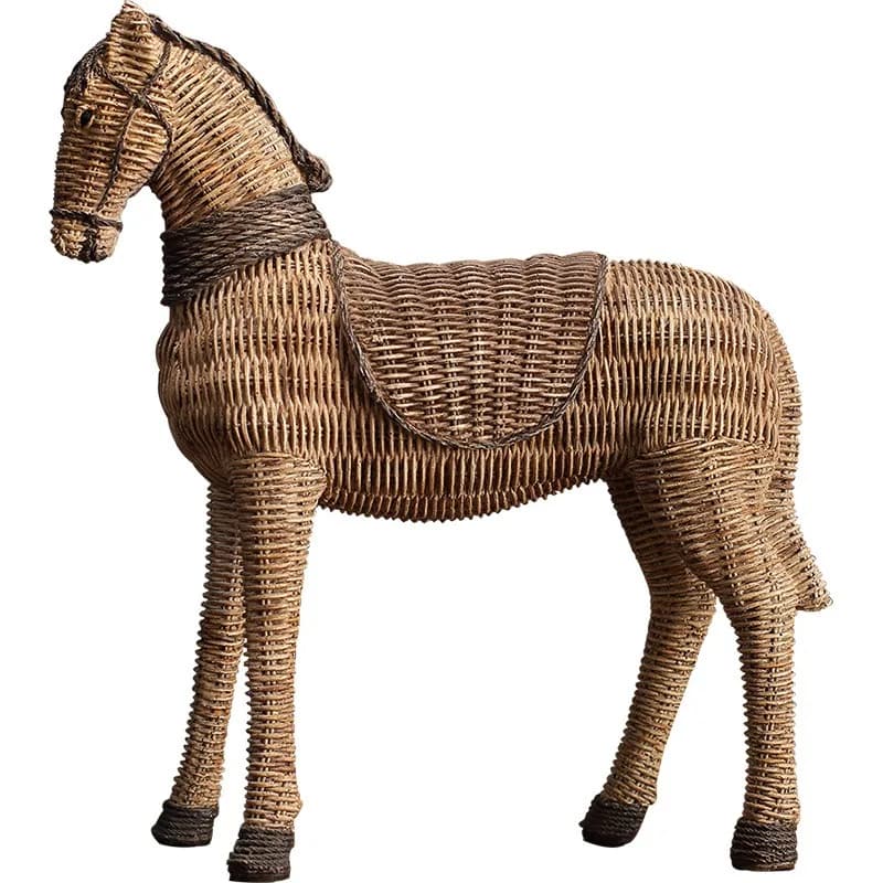 Nordic rattan pattern horse resin ornament, living room study TV cabinet wine shoe cabinet home soft decoration decoration