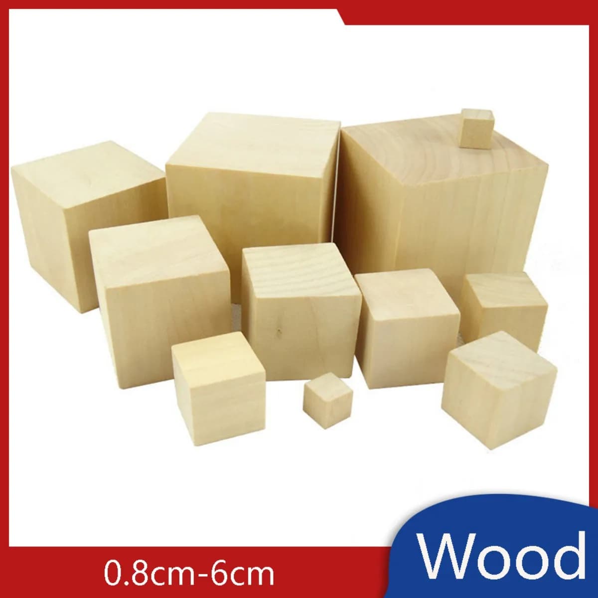Cubic Wooden Blocks Solid Wood Cube Surface Polishing Beechwood Timber 0.8cm-6cm For DIY / Decoration / Base