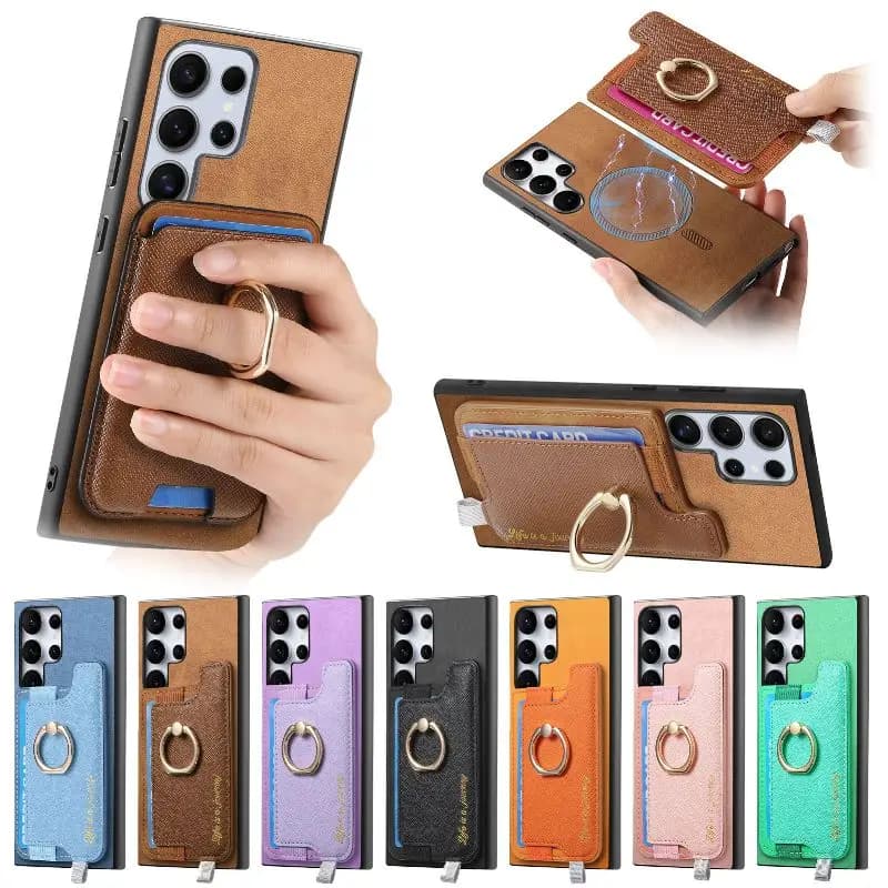 Detachable Card Case With Phone Case for Samsung Galaxy S25 Ultra/S24/S23/A06/A15/A24/A35/A55/M34/M54/F15/ With Finger Ring