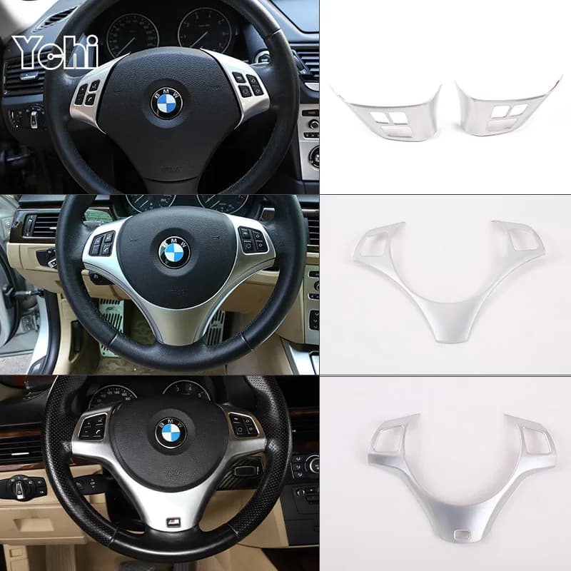 For BMW 1 3 Series E87 E90 E92 X1 E48 Carbon Fiber Style Car Steering Wheel Decoration Cover Trim Frame Sticker Auto Accessories