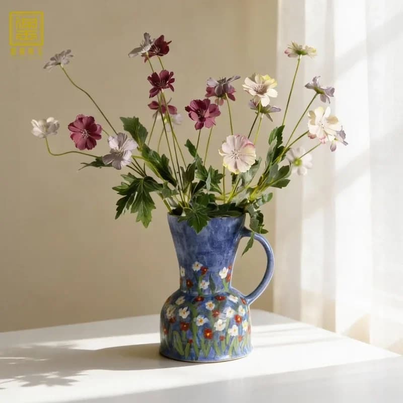 Handmade Ceramic Vase Hand Painted Modern Home Decor Boho Minimalist Flower Vase Centerpiece for Living RoomArts Crafts Gift