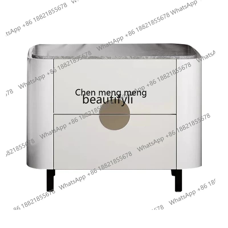Modern Minimalist Marble Bedside Table Italian-Style Light Luxury Bedroom Storage Bed-Side Nordic Storage Cabinet