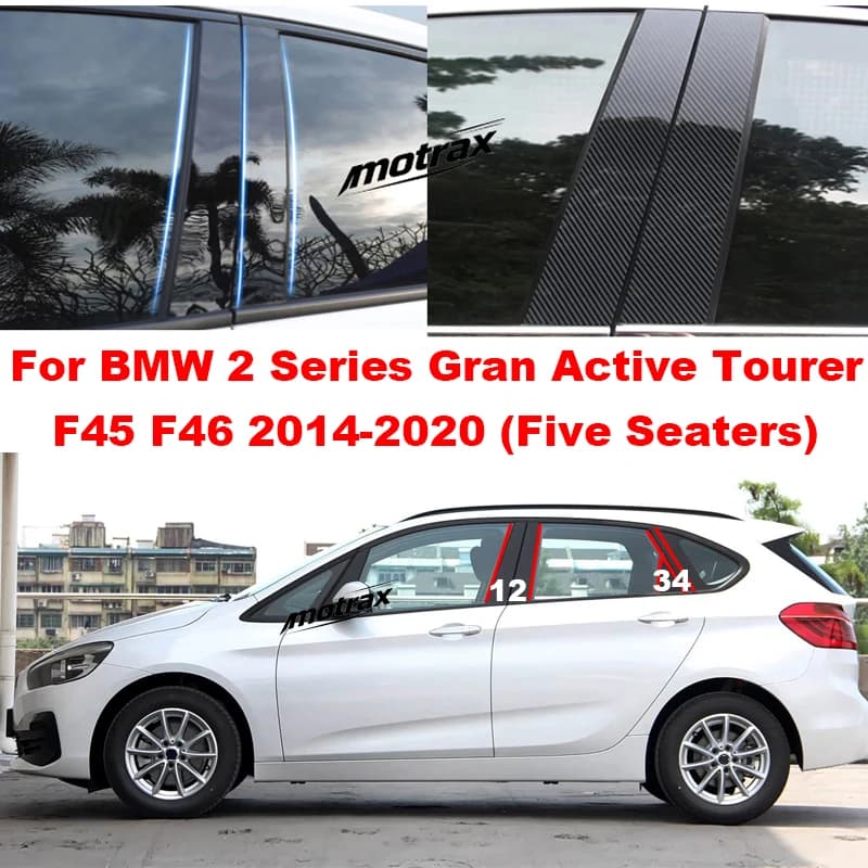 For BMW 2 Series Gran Active Tourer F45 F46 2014-2020 Auto Exterior B C Pillar Post Window Trim Cover PC Middle Pillar Sticker