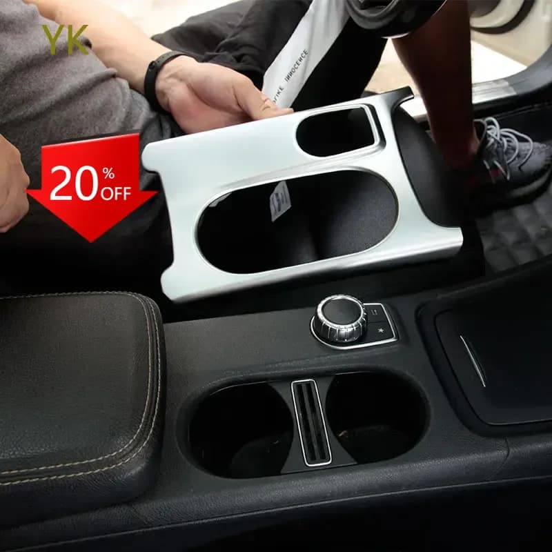 For Mercedes Benz A Class GLA CLA C117 W117 W176 X156 AMG ABS Silver Car Cup Holder Cover Trim Sticker Car Accessories LHD RHD