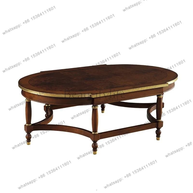 Classical English coffee table complete antique European oval small apartment coffee table