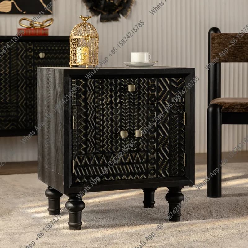 Medieval style retro old bedroom bedside table small apartment living room sofa side cabinet hotel carved locker