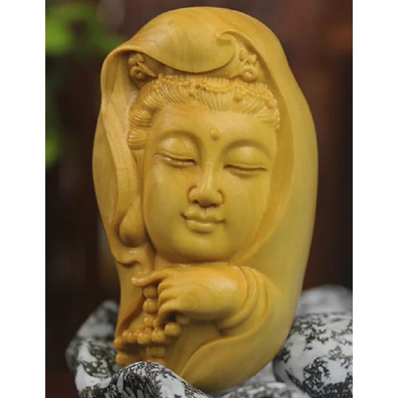 6*3.5*3 CM Carved Boxwood Figurine Carving Nice Art Work : Graceful Guan Yin