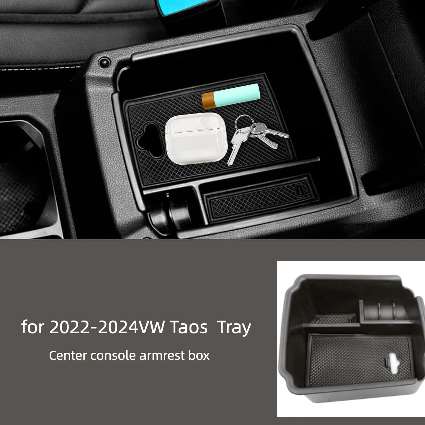 for VW Taos Console Organizer Tray 2022-2024, Compatible with Volkswagen Tiguan Middle Storage Box Taos