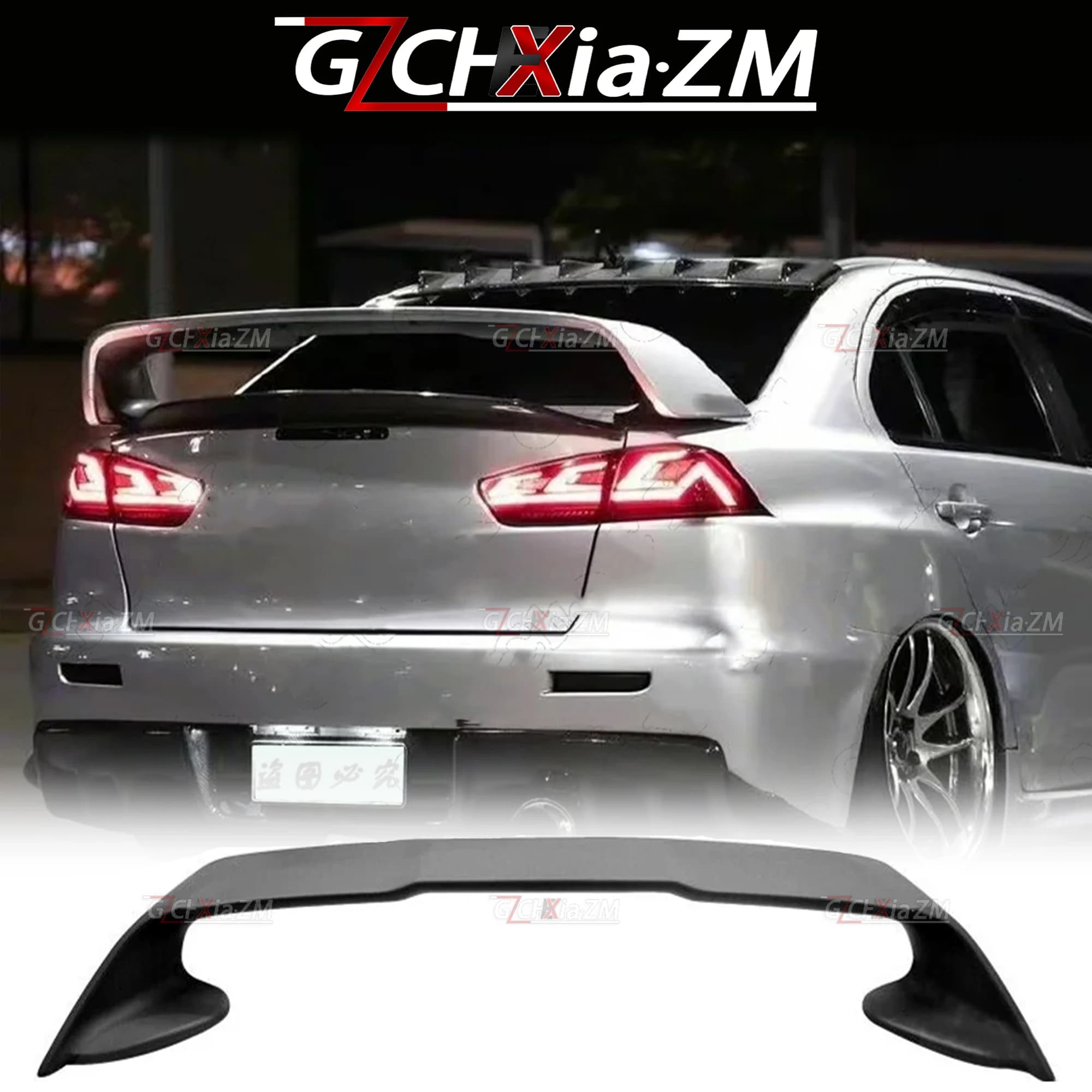 Mitsubishi LANCER EVO Black Spoiler 2008-2015 ABS Material Primer Automotive Rear Wing Decoration Trunk Cover Kit Board Wings