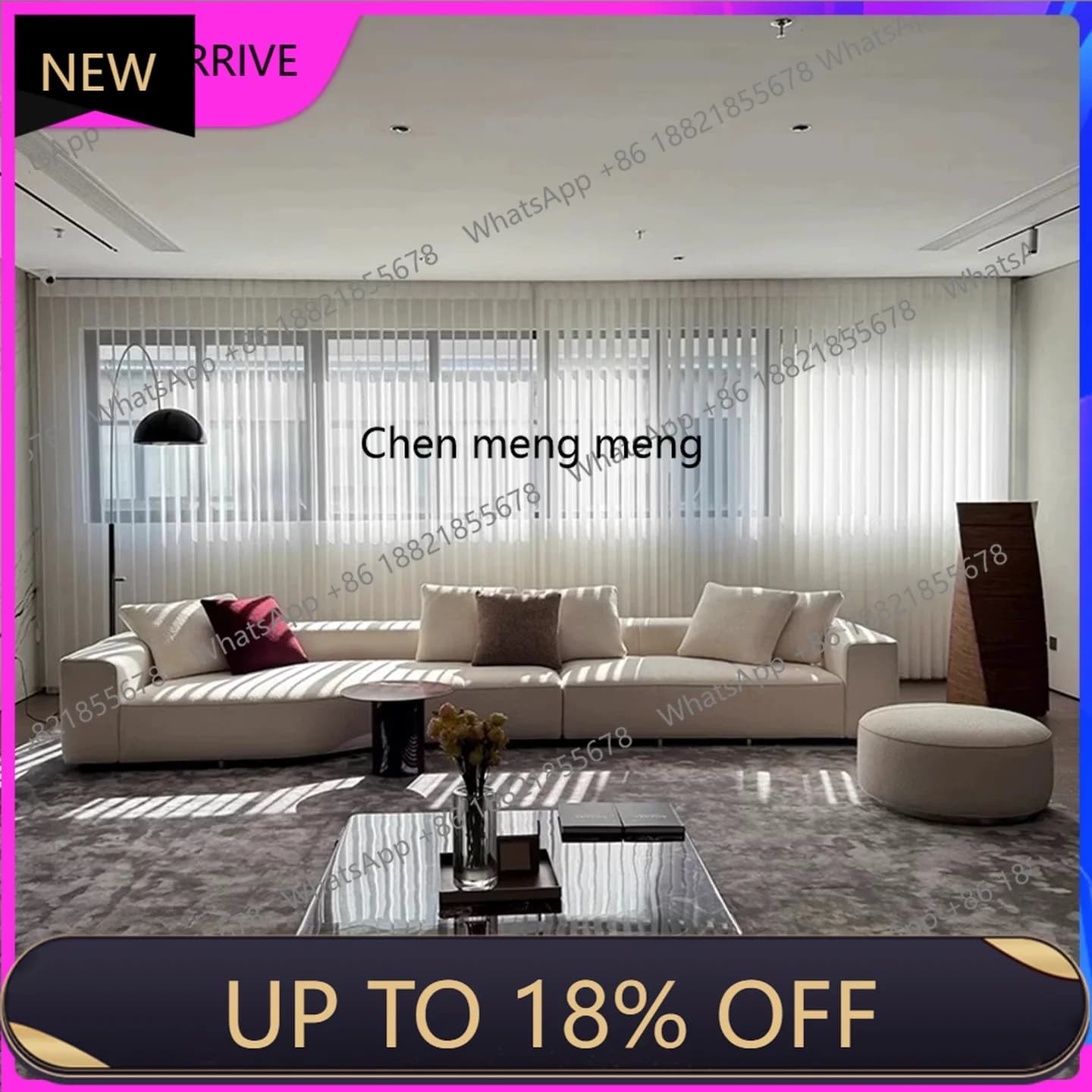 M78 Italian simple light luxury living room fabric leather sofa combination villa B & B hotel rest area curved sofa