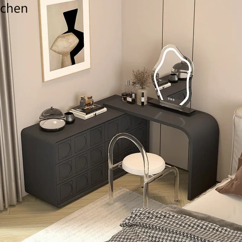 HYS all-solid wood dresser, retractable chest cabinet, integrated makeup table, small apartment, medieval modern locker