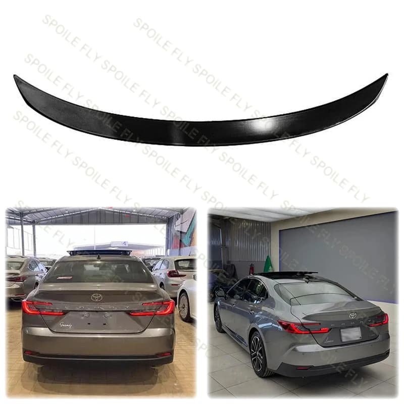 Car Rear Wing Glossy Black Carbon Fiber Look Accessories Body Kit High Quality ABS Material Spoiler For Toyota Camry 2024+