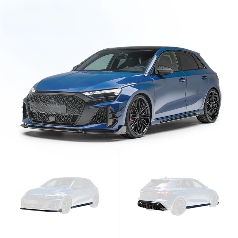 High Quality A-style Carbon Fiber Body Kit Fit For A3 RS3 Front Lip Side Skirt Rear Diffuser Exterior Upgrade Parts
