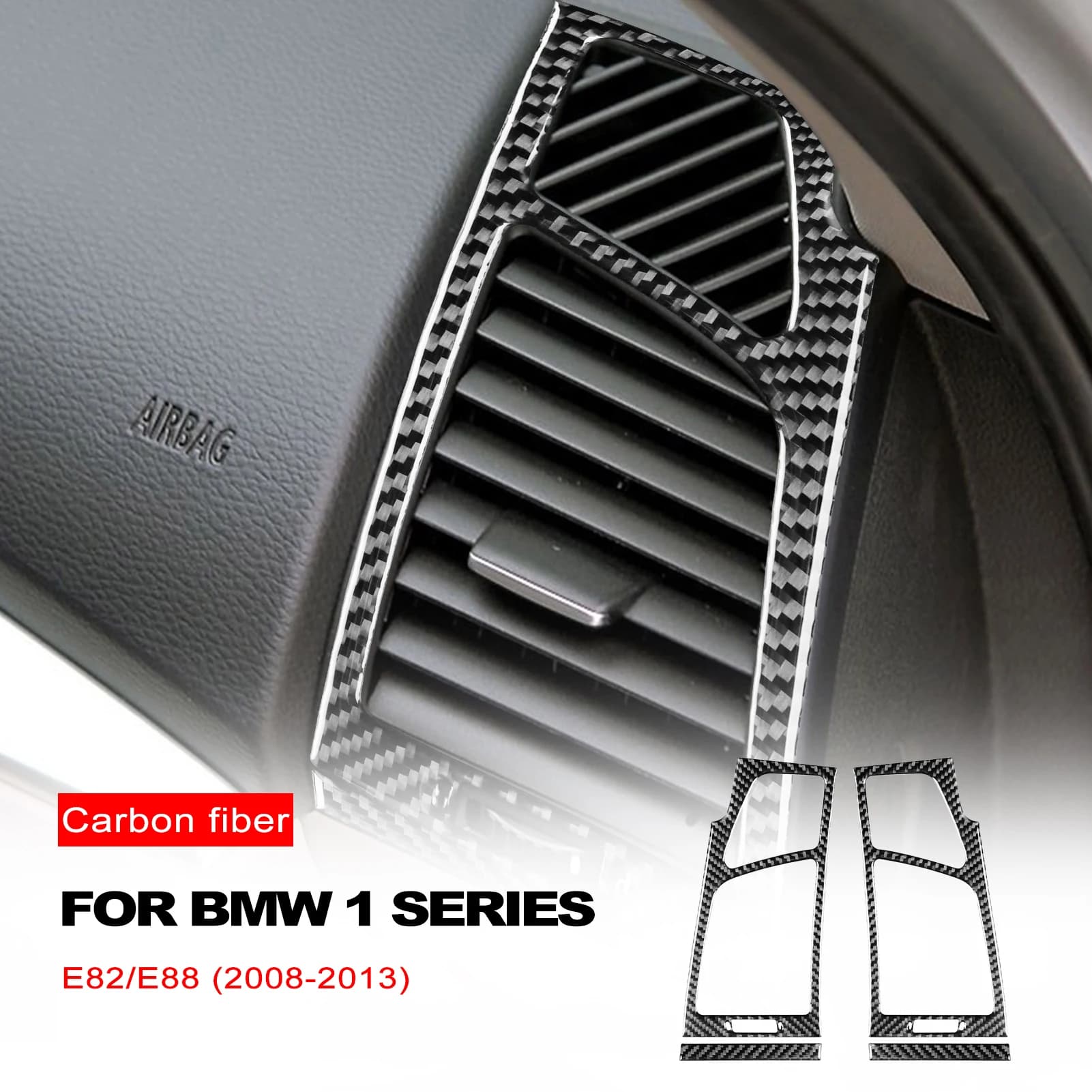 Carbon Fiber Stickers Sides Air Conditioning Outlet Panel Frame Trim For BMW 1 Series E81 E82 E87 E88 2008-2013 Car Accessories