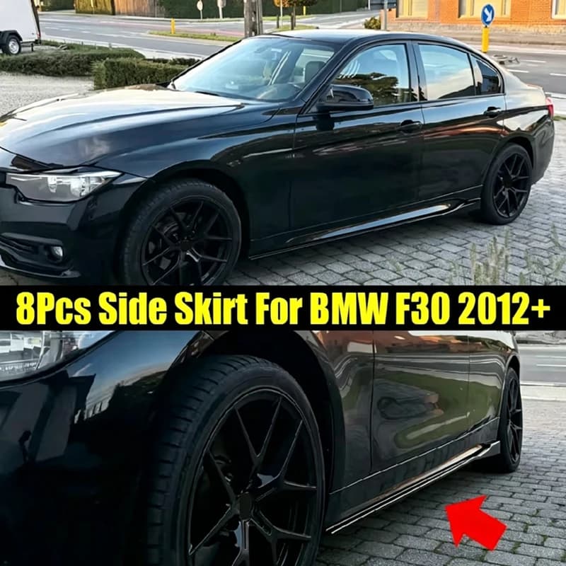 For BMW Accessories 3 Series F30 F31 E90 G20 2012-2024 Side Skirts Rocker Panel Extension Lip ABS Painted Gloss Black 8Pcs