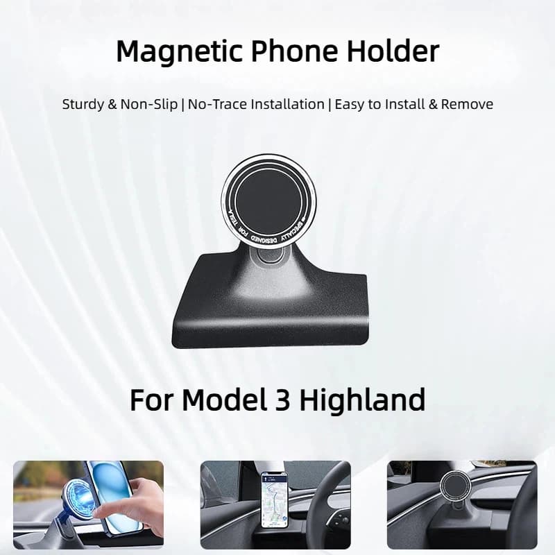 Magnetic Phone Holder for Tesla Model 3 Highland Refresh, Dashboard Mount Navigation Accessories