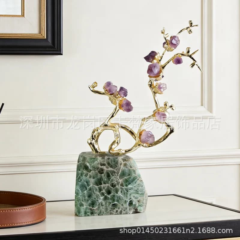 PYJ natural amethyst brass lucky home decoration living room entrance wine cabinet decoration