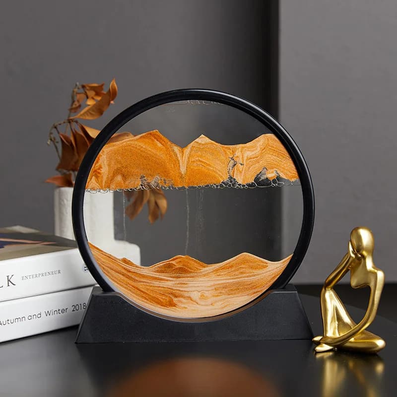 Flippable 3D Sand Art Hourglass, Nordic Desk Decor for Stress Relief, Unique Gift for Office Home Birthday Decoration Crafts