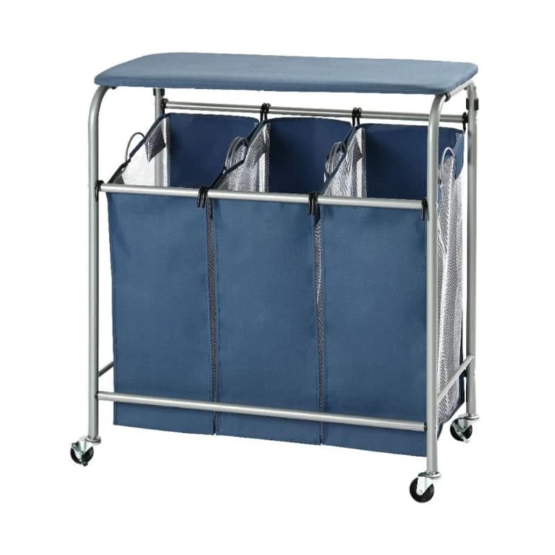 Cloth laundry basket mobile cart with ironing board clothes sorting storage cart hotel ironing board