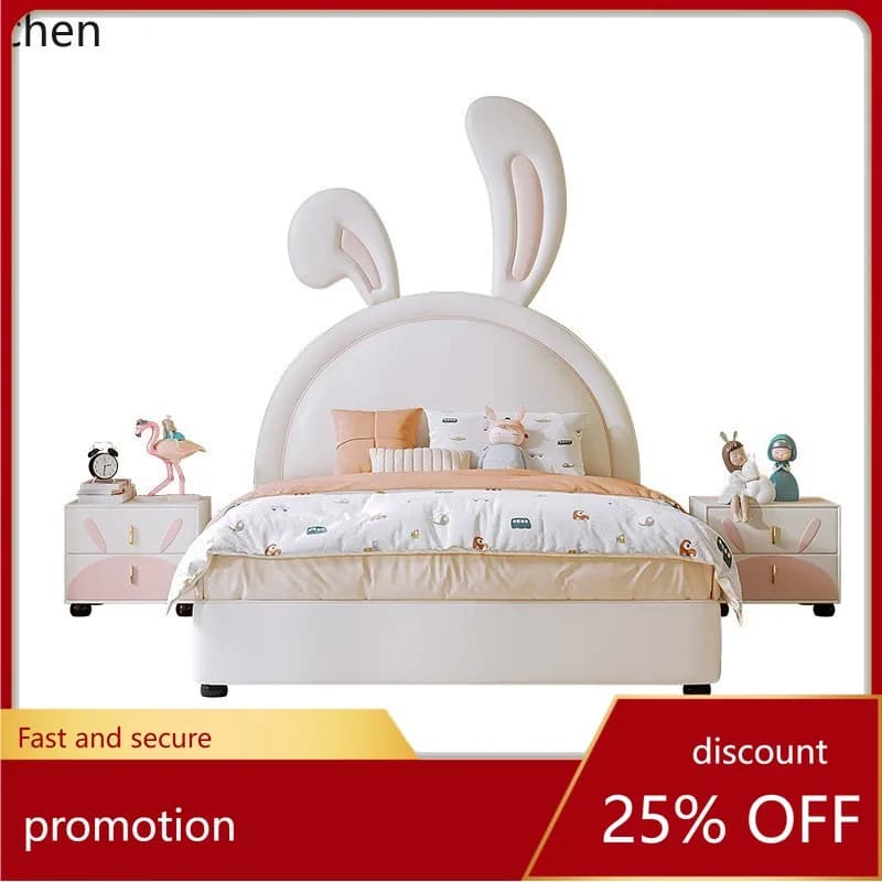 ZML Bed Modern Minimalist Cream Style Leather Bed Furniture Supplies