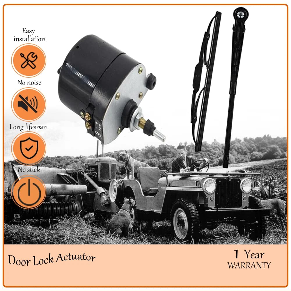 Black Solid Heavy-Duty 12V Windscreen Wiper Motor,Engineered to fit Willys Tractor,oem 01287358 7731000001 0390506510, Low-Noise