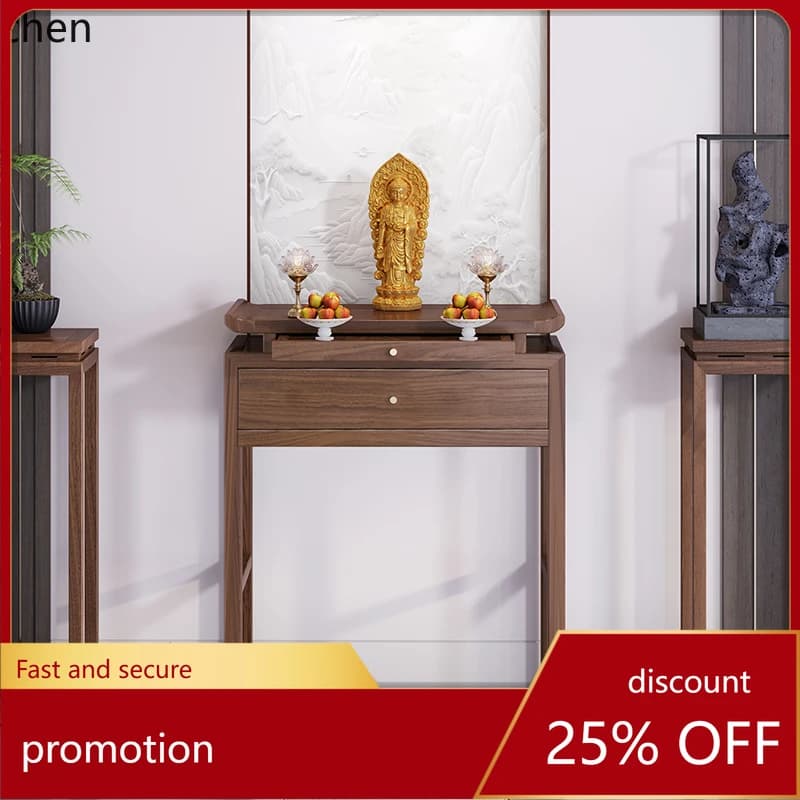 ZMLblack walnut solid wood offering table incense case shrine God of Wealth Buddhist hall Buddhist cabinet tribute table