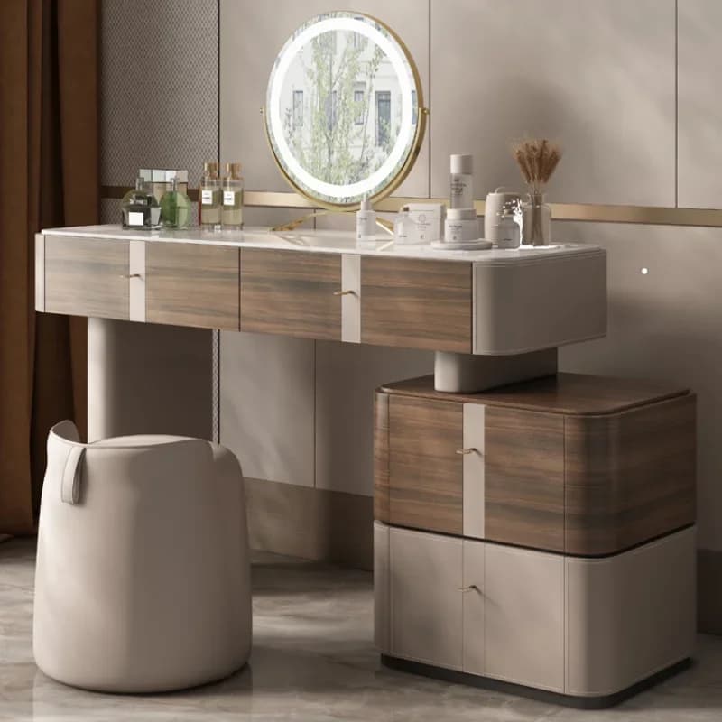 Desings Bedroom Dresser Cabinet Modern Nordic Wood Aesthetic Mirror Makeup Table Storage Drawer Penteadeiras Furniture For Home