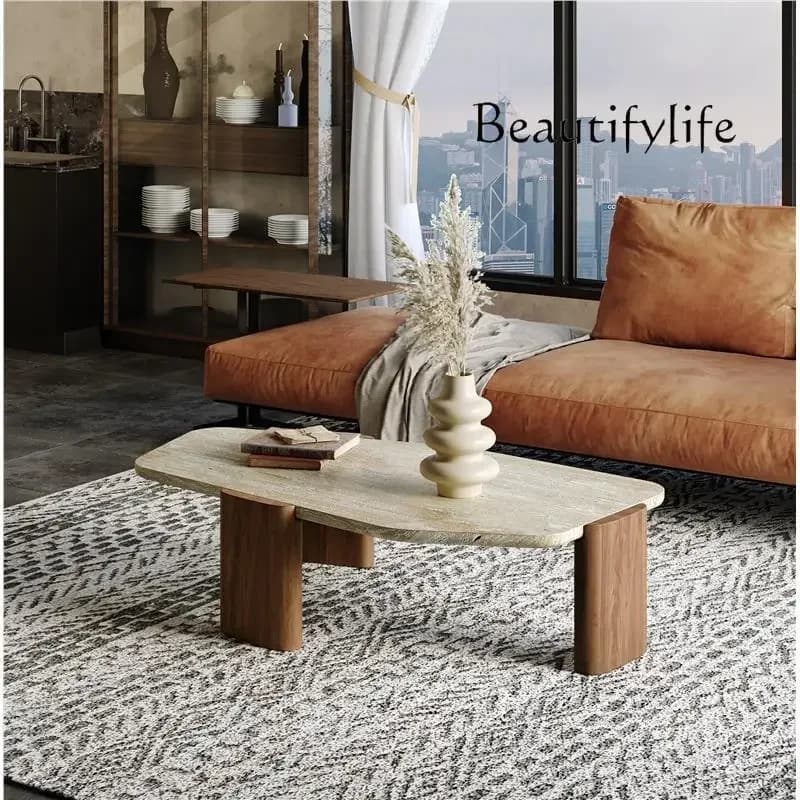 M Tea Table Household Stone Wind Tunnel Creative Solid Wood Simple Small Apartment Small Table Coffee Table Modern Special Shape