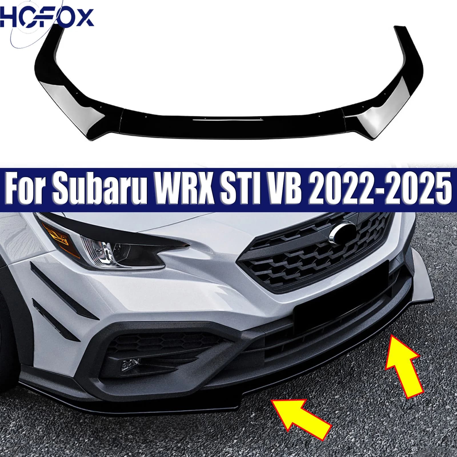 Front Bumper Spoiler Lip Lower Body Kit Diffuser Splitter Tuning Guard For Subaru WRX STI VB 2022-2025