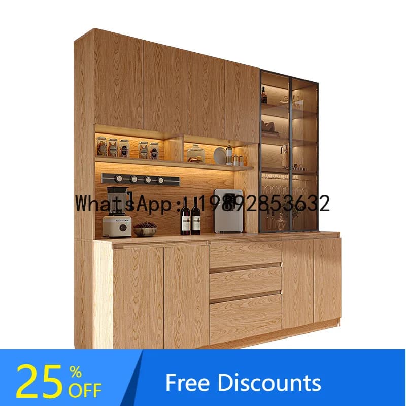 CZ Oak High-End Sideboard Modern Simple Integrated Wall-Mounted Wine Cabinet Living Room Multi-Functional Sideboard