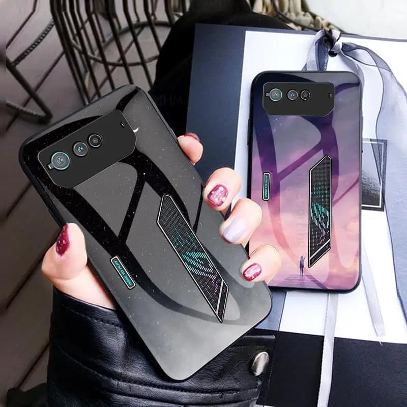 For Asus ROG Phone 6 Tempered Glass Shockproof Phone Case For ROG Phone 6 5 3 2 Gradient Starry Sky Glass Hard Phone Cover Funda