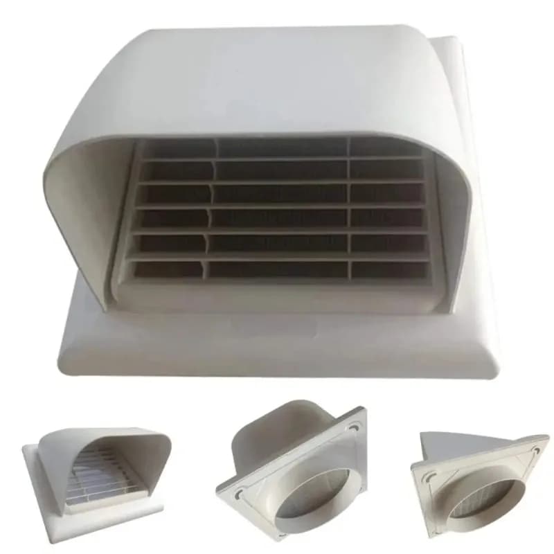 100/150mm Exterior Wall Ventilation Grille ABS White Range Hood Duct Cover Rain-proof Square Exhaust Port