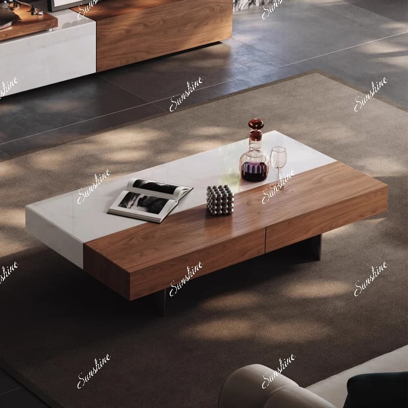 Italian minimalist natural stone coffee table, villa design, high-end medieval style