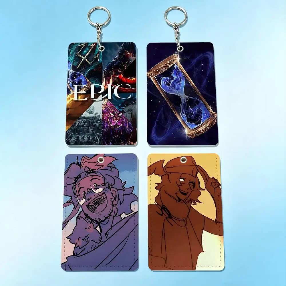 E-Epic The Hot Musical Card Case Leather Card Holder Keychain Key Ring Door Access Tags ID Card Case Keychain