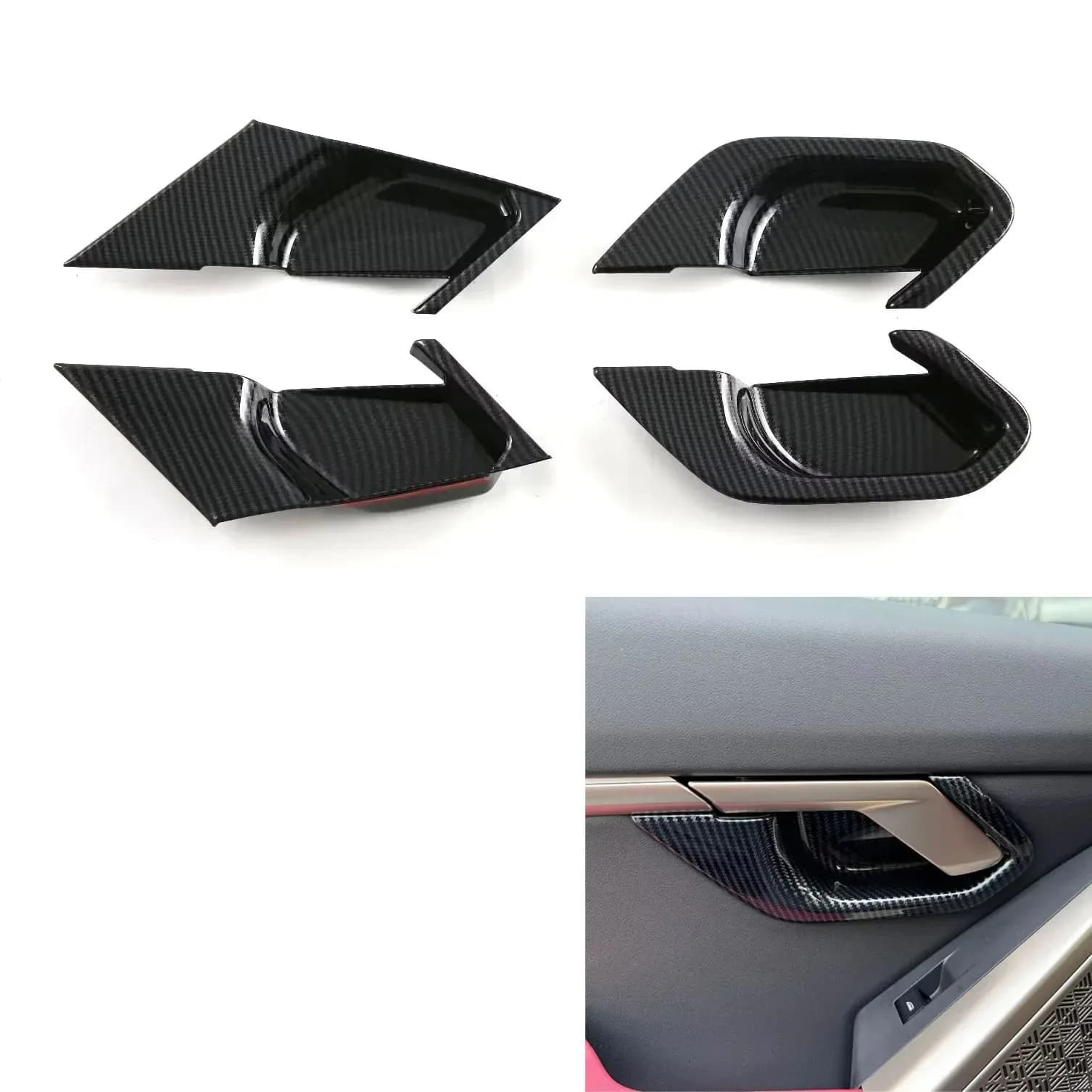 For BMW 5 Series G60 2024-2026 ABS Carbon Fiber Car Inner Door Bowl Cover Trim Interior Accessories