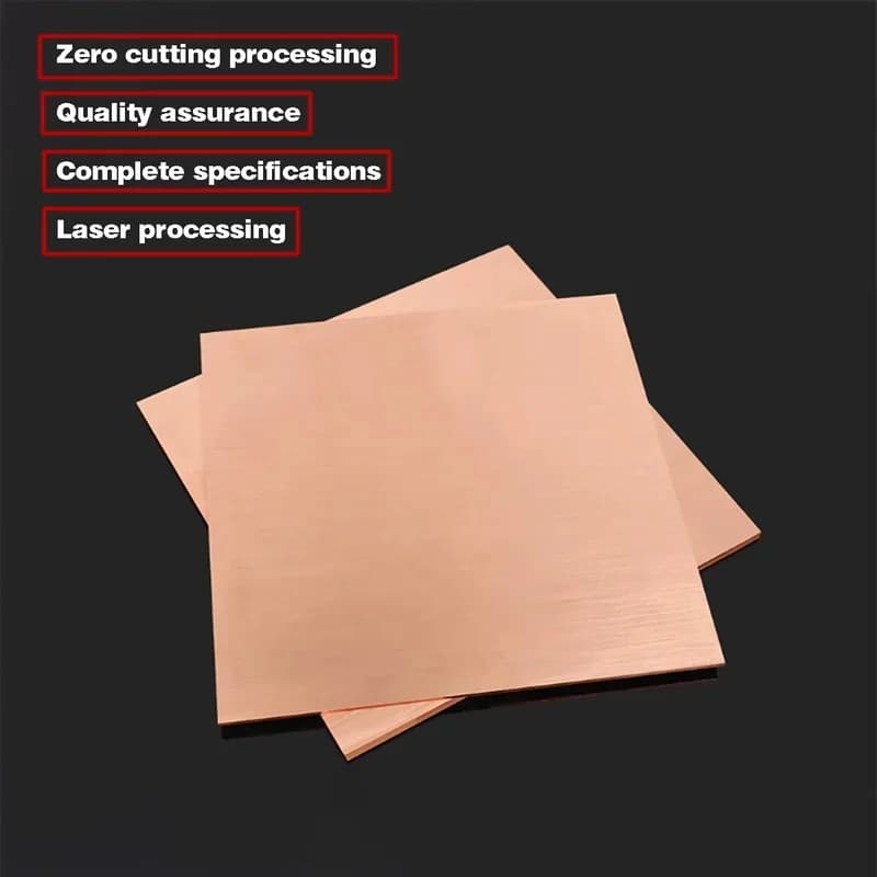 T2 99.9% Pure Copper Sheet 0.1-0.6mm Thick 10x10-300x300mm Copper Plate
