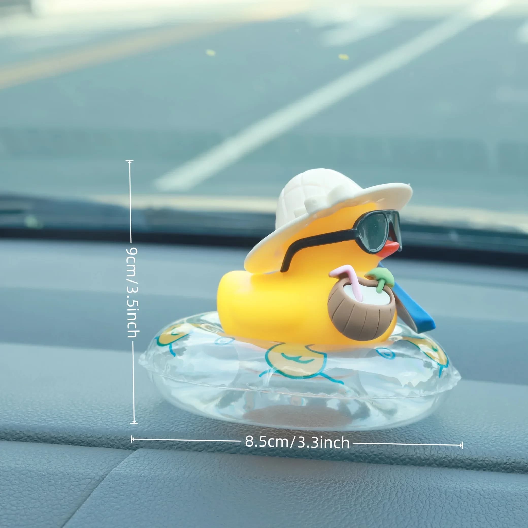 Rubber Duck Car Ornaments Squeaky Duck Car Dashboard Decorations with Coconut Sunglasse Umbrella Car accessories for BMW KIA