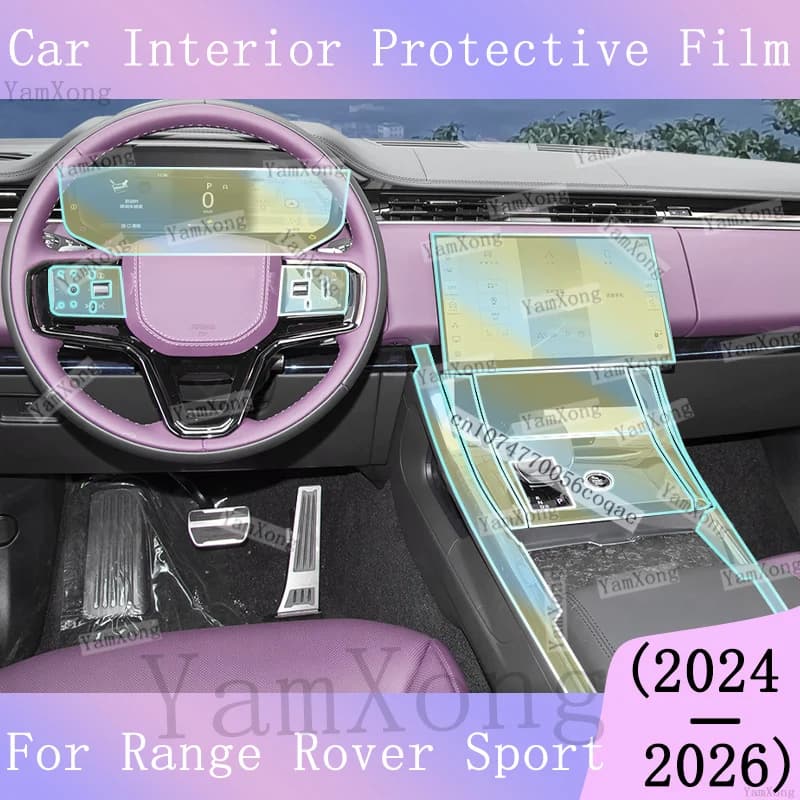 For Range Rover Sport 2024-2026 Car Center Panel Transparent Film interior Kit Sticker Dashboard Navigation screen scratch Film