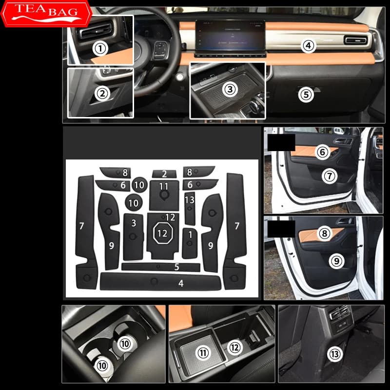 For Great Wall POER UTE 2020-2022 Car Pu Leather Doorway Mat Car Device Storage Dustproof Decorative Mat Coasters Accessories