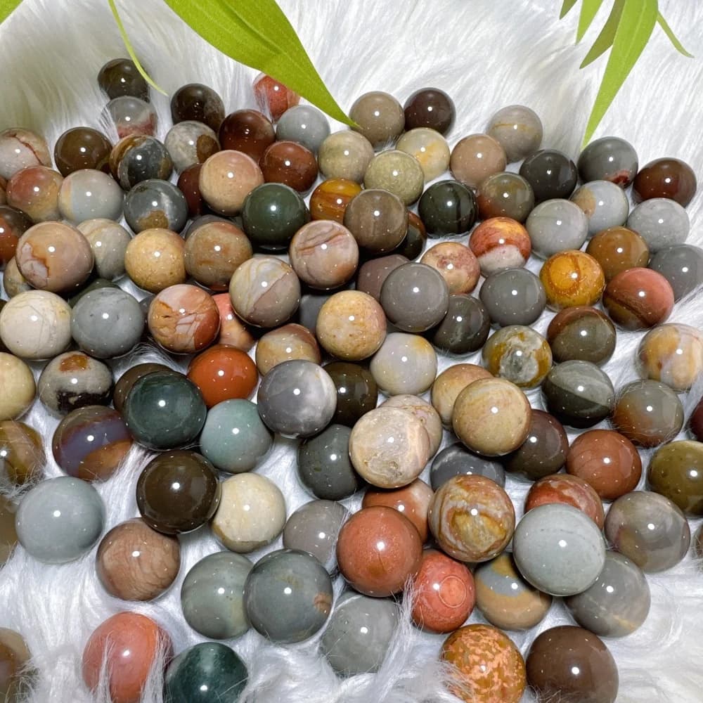 2PC Natural Polychrome Jasper Small Spheres Healing Crystal Reiki Energy Home Decor Lucky Gifts Crystal Healing Small Spheres
