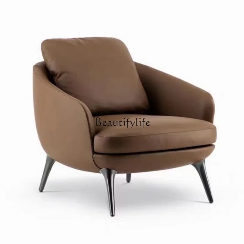 LXItalian minimalist leather armrest leisure sofa villa model room tiger chairSSS