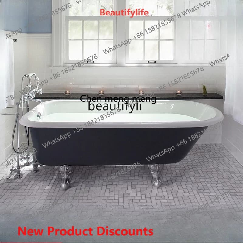 Antique enamel small bathtub 1.4 meters 1.5m European and American cast iron princess bathtub 1.7 meters Household freestanding
