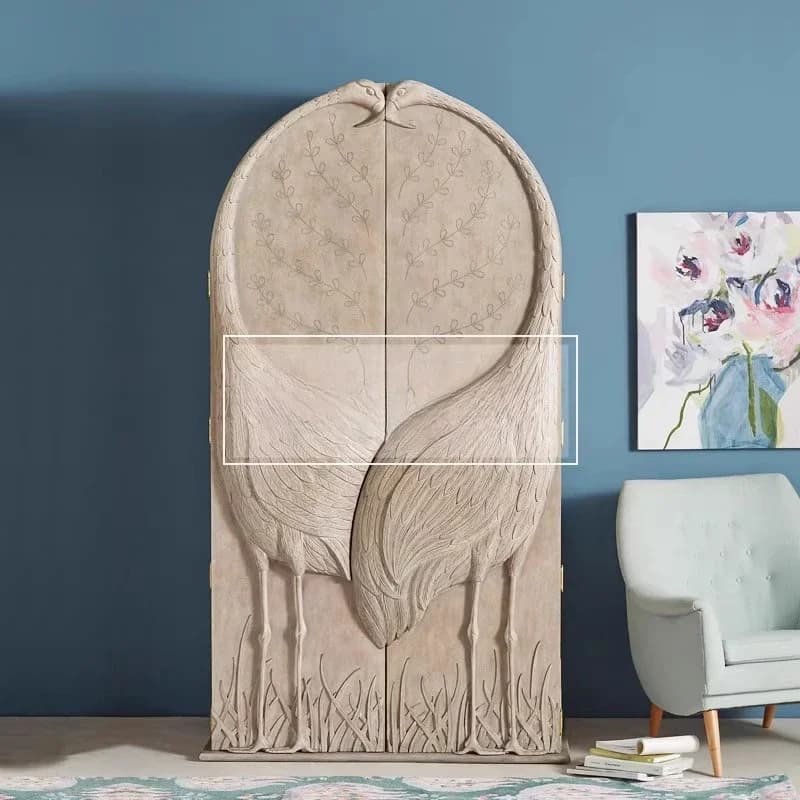 yj7  American retro old solid wood wardrobe neoclassical carved wardrobe light luxury storage decorative high cabinet