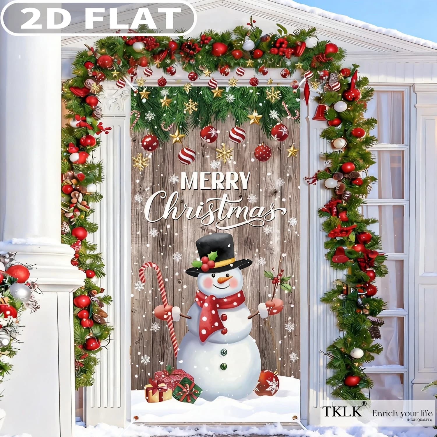 1pc Christmas Front Door Tapestries, Snowman Door Cover Banner Merry Christmas Door Hanging Backdrop Winter Decor, 70.9X35.4Inch