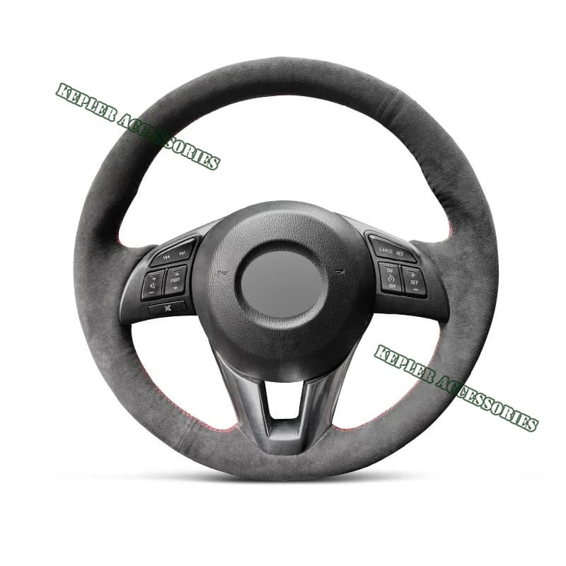 Genuine Leather Red Thread Steering Wheel Cover For Alcantera Car Accessories for Mazda 3 Axela 6 Atenza 2 CX-3 CX3 CX-5 CX5