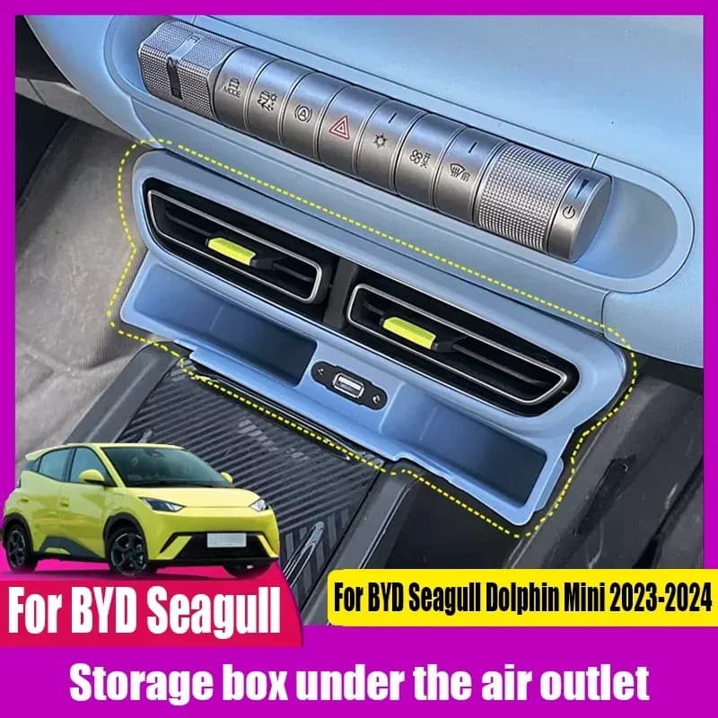 For BYD Seagull Dolphin Mini 2023 2024 Storage box under the air conditioning outlet Mobile phone storage interior modification