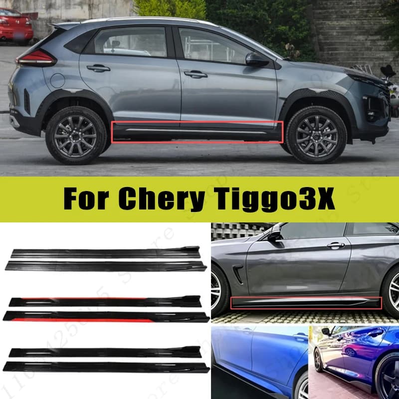 For Chery Tiggo3X Racing Sport Side Skirts 2.0/2.2M 86.6" ABS Splitters Extended Lip Body Kit Bumper Modified Parts 8Pcs