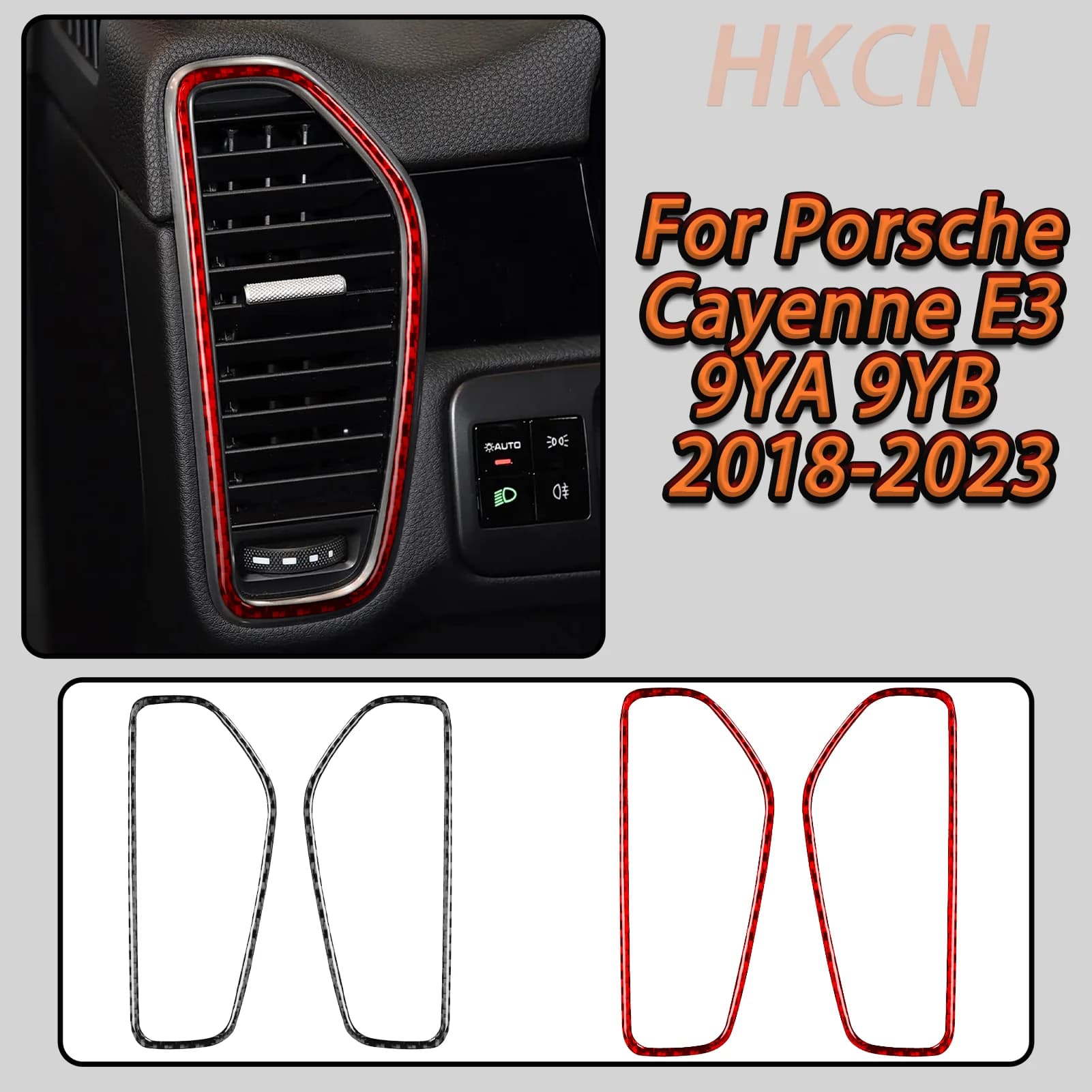 For Porsche Cayenne E3 9YA 9YB 2018-2023 Car Dashboard Both Sides Defroster Vents Framed Carbon Fiber Interior Trim Stickers